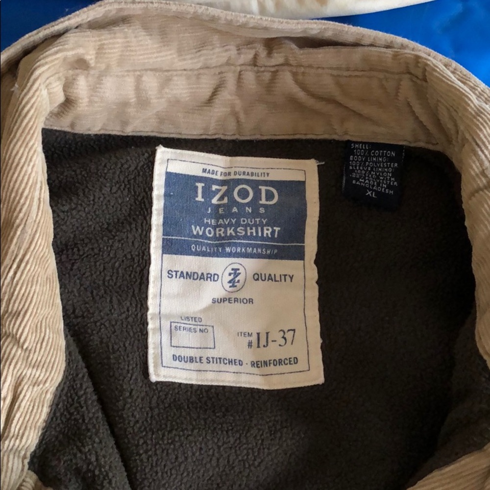 Izod corduroy button down lined workshirt